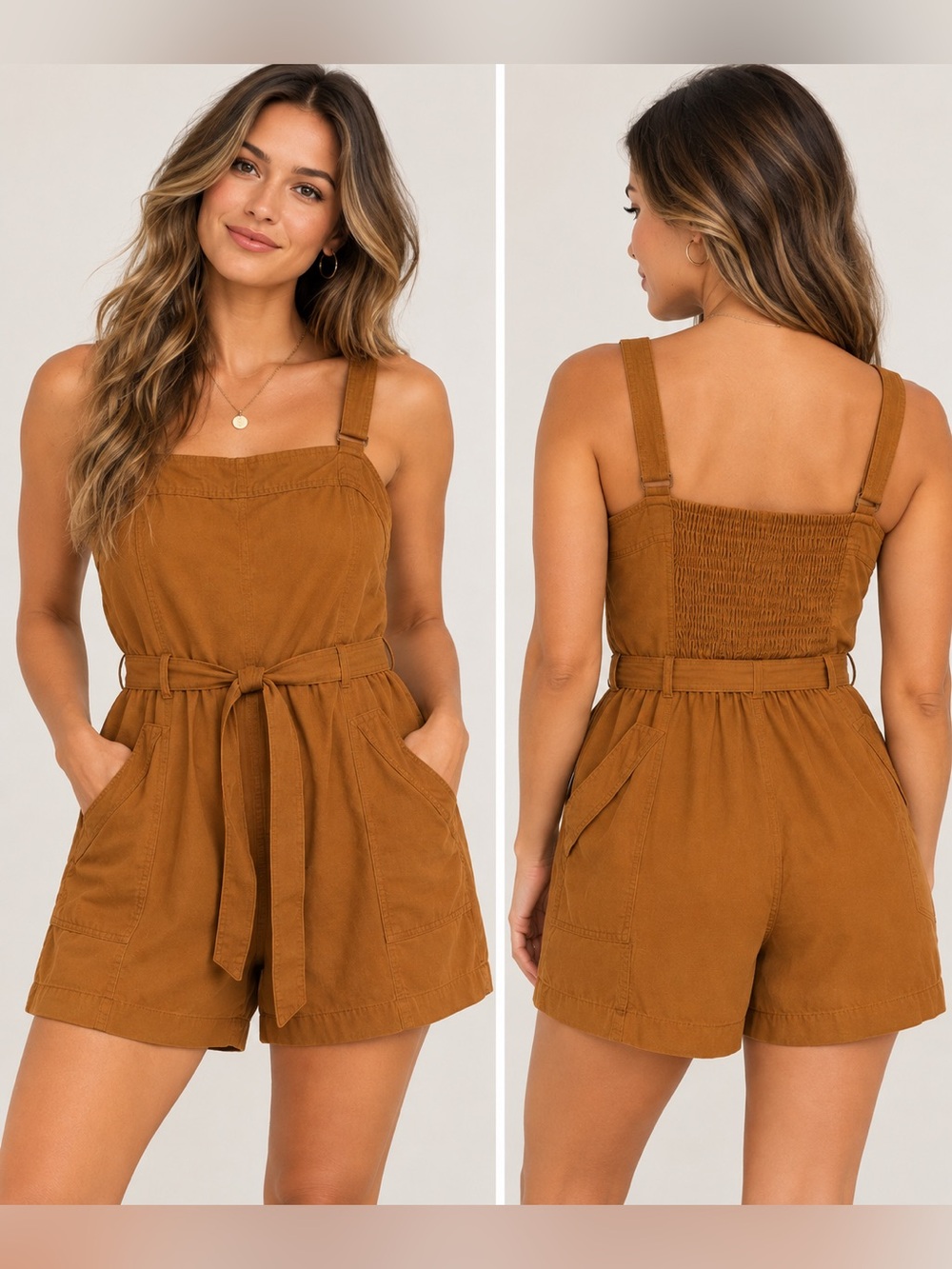 Old Navy Rust Brown Sleeveless Belted Romper